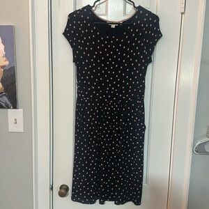 Boden Eleanor Jersey Blue Polka Dot Dress Women’s Size 6 Petite